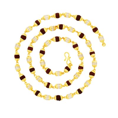Menjewell Rudraksha Jewellery Colllection Multicolor  Rudraksha & Crystal With Gold Cap Japa Mala