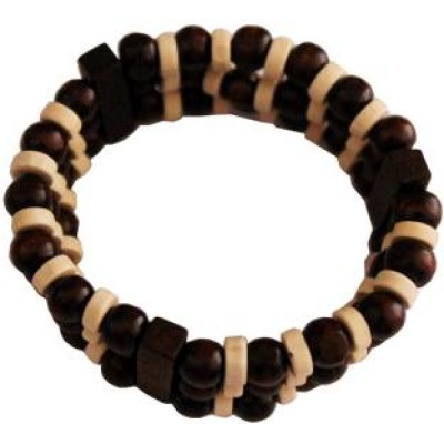 Beige::Maroon Beautiful Wood Bead Stretchable combo Bracelet set Wood Bracelet 