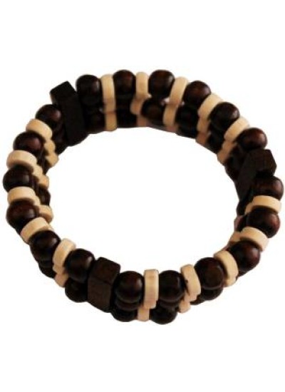 Beige::Maroon Beautiful Wood Bead Stretchable combo Bracelet set Wood Bracelet 