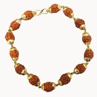 Brown Rudraksha With Gold Cap Rudraksha Bracelet 