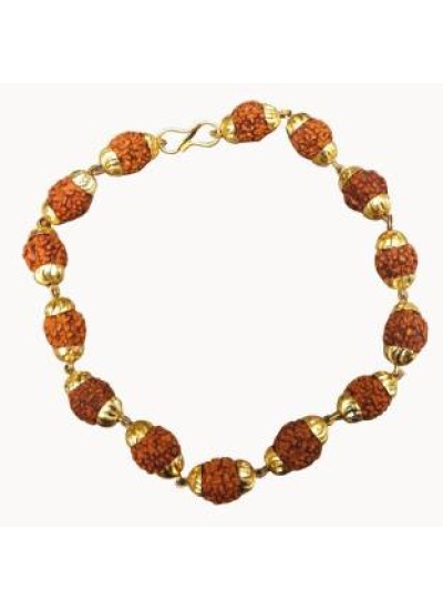 Brown Rudraksha With Gold Cap Rudraksha Bracelet 