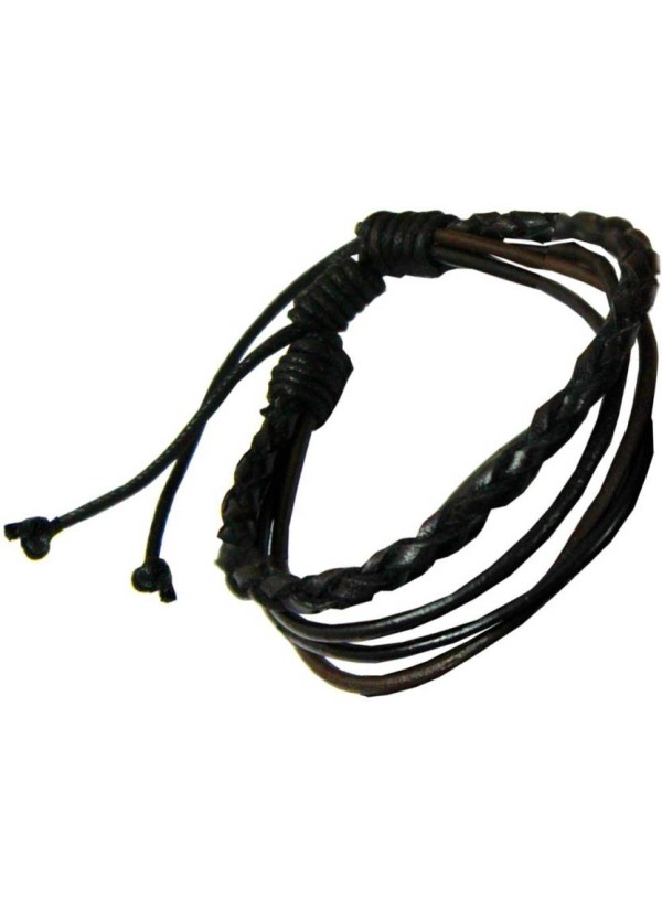 Black::Brown  Leather Fashion Bracelet