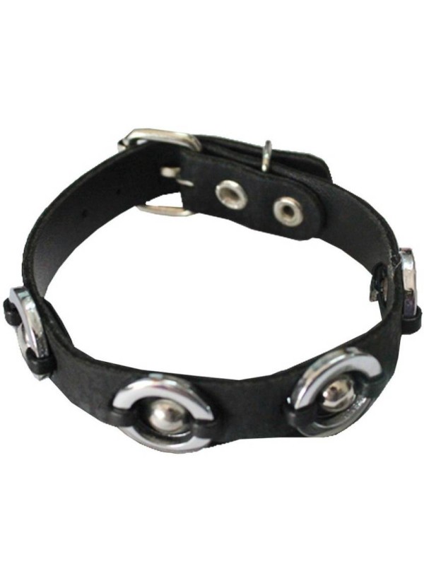 Black Leather Round Fashion Leather Bracelet