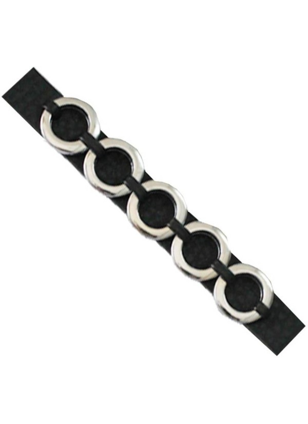 Black Leather Round Fashion Leathe Bracelet