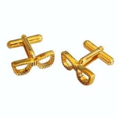 Men Golden Men Glares Shaped Stylish Cufflinks