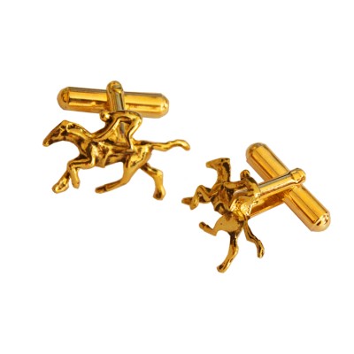 Men In Golden Horse Racing Design Stylish Cufflinks 