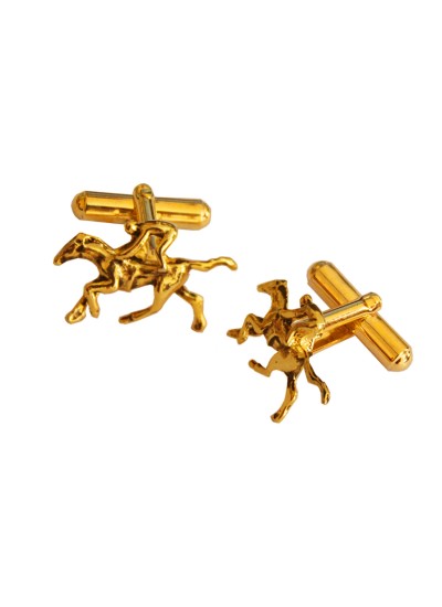 Men In Golden Horse Racing Design Stylish Cufflinks 