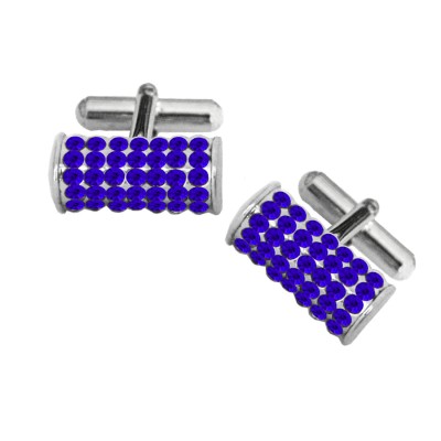 Menjewell Imported Men Silver Blue Stone Studed Antique Design Stones Crystal Cufflinks