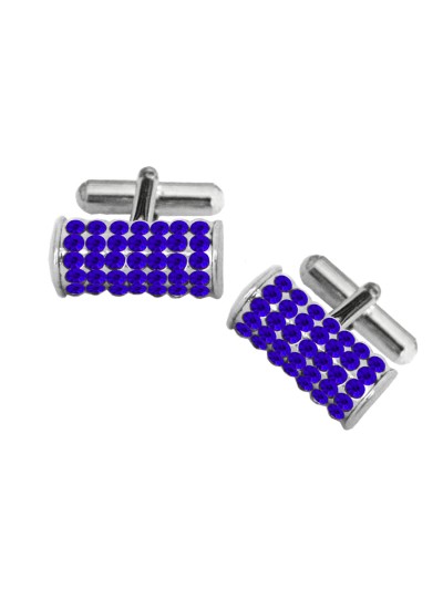 Menjewell Imported Men Silver Blue Stone Studed Antique Design Stones Crystal Cufflinks