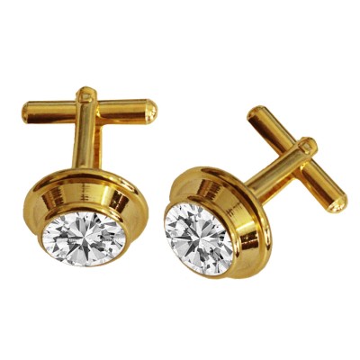 Menjewell Gold  Plated Round Design Formal Dress Cufflinks For Men