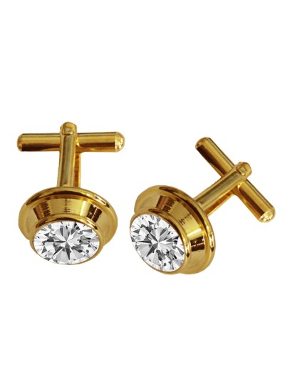 Menjewell Gold  Plated Round Design Formal Dress Cufflinks For Men