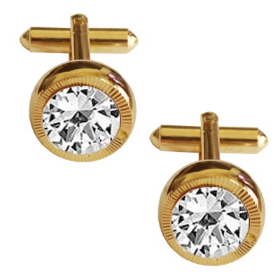 Menjewell Gold  Plated Round Design Formal Dress Cufflinks For Men