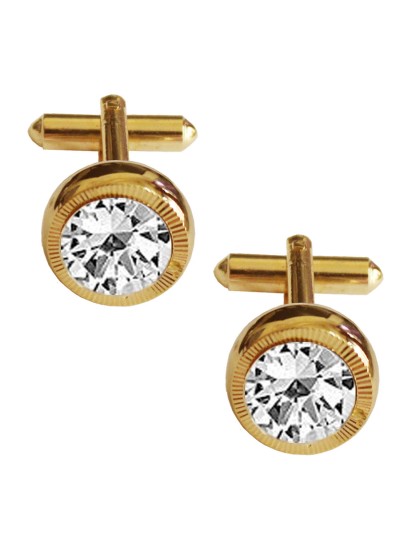 Menjewell Gold  Plated Round Design Formal Dress Cufflinks For Men