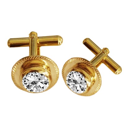 Menjewell Gold  Plated Round Design Formal Dress Cufflinks For Men