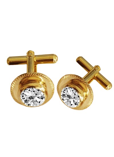 Menjewell Gold  Plated Round Design Formal Dress Cufflinks For Men