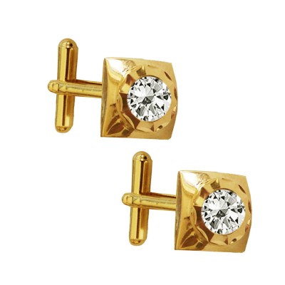 Menjewell Gold Plated Square Design Formal Dress Cufflinks For Men