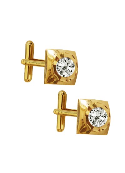 Menjewell Gold Plated Square Design Formal Dress Cufflinks For Men