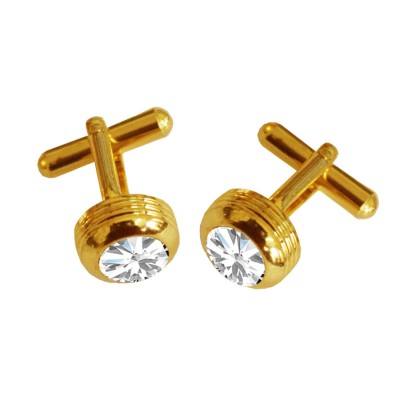 Menjewell Gold  Plated Round Design Formal Dress Cufflinks For Men