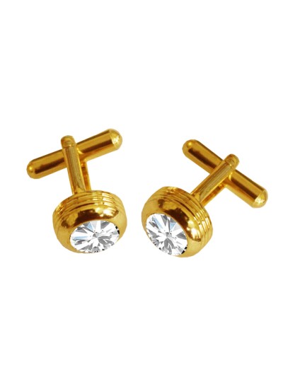 Menjewell Gold  Plated Round Design Formal Dress Cufflinks For Men