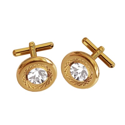 Menjewell Gold  Plated Round Design Formal Dress Cufflinks For Men