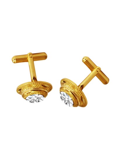 Menjewell Gold  Plated Round Design Formal Dress Cufflinks For Men