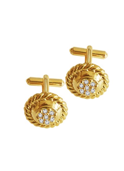 Menjewell Gold Plated Round Design Formal Dress Cufflinks For Men