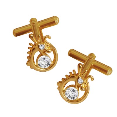 Menjewell Gold Plated Dragon Design Formal Dress Cufflinks For Men