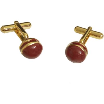  Cufflinks Red::Gold Classic Round Design by Menjewell 