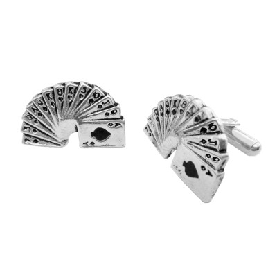Cufflinks Black::Silver Playing Card Design by Menjewell 