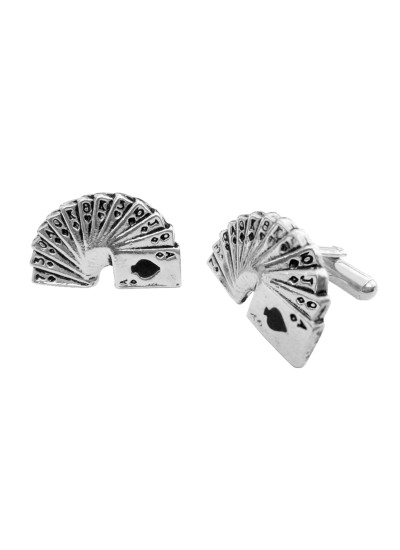 Cufflinks Black::Silver Playing Card Design by Menjewell 