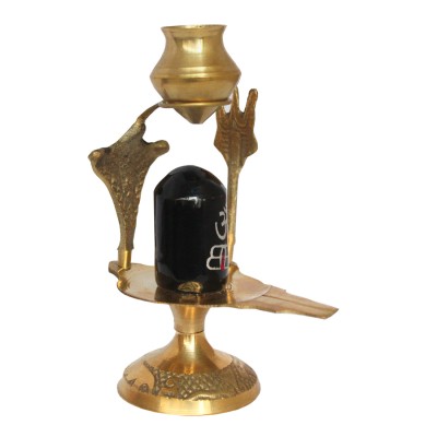 Menjewell Gold Plated Lord Shiva Ling/Lingam/Shivling With Jalahari Kalash and Trishul 