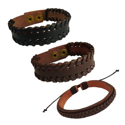 Streetsoul Tribal Metal Design Leather Bracelet Wrist Band Gift for Men.