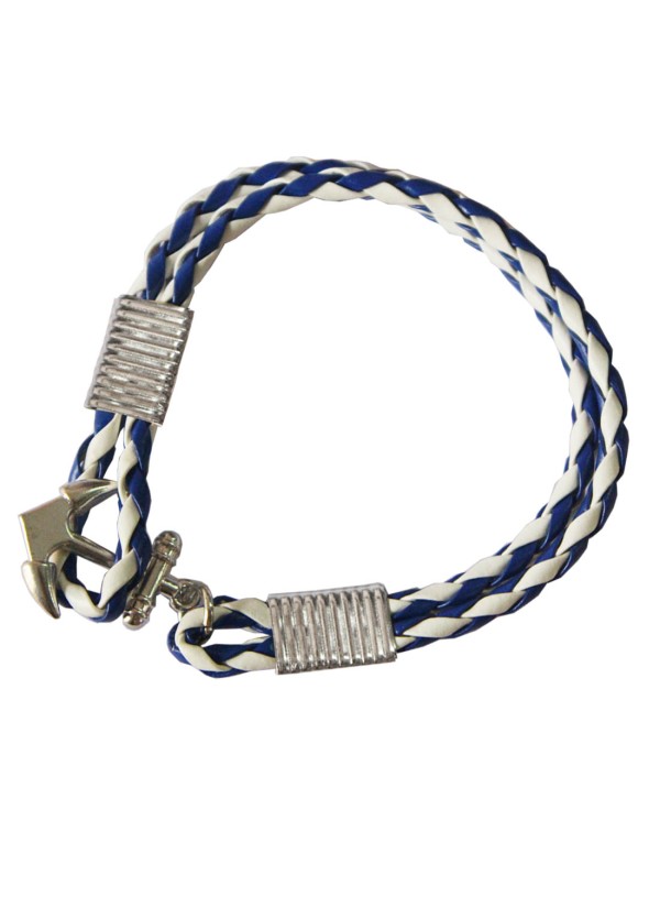 Blue::White Anchor Lock Wrap Fashion Bracelet 