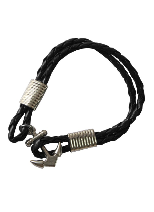 Black Anchor Lock Wrap Fashion Bracelet 