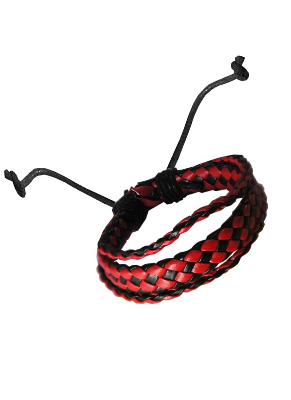 Elegant Red::Black Woven Rope Adjustable Fashion Bracelet