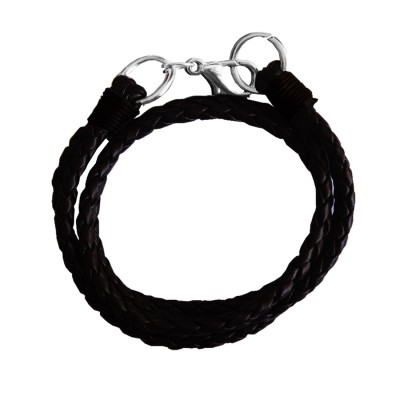 Menjewell Stylish Leather Jewelry  Black:Silver  Dual Strand Design  Bracelet