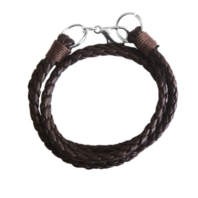 Menjewell Stylish Leather Jewelry  Brown:Silver  Dual Strand Design Bracelet