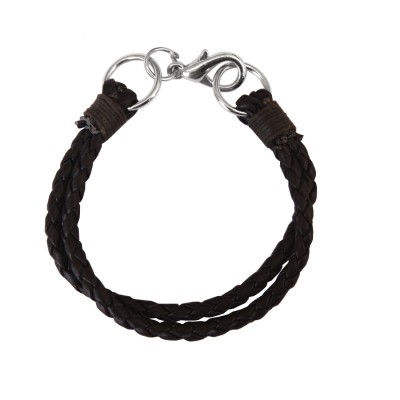 Menjewell Stylish Leather Jewelry  Black  Multi Strand Design Leather Bracelet