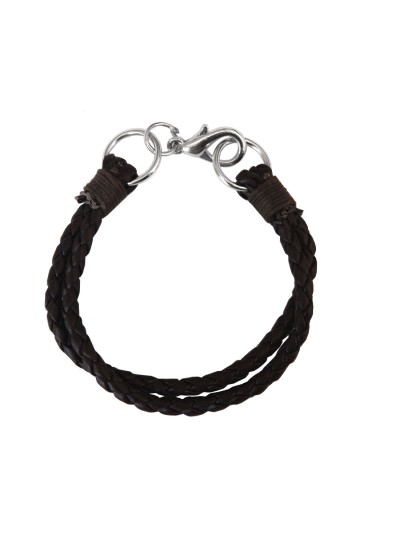 Menjewell Stylish Leather Jewelry  Black  Multi Strand Design Leather Bracelet