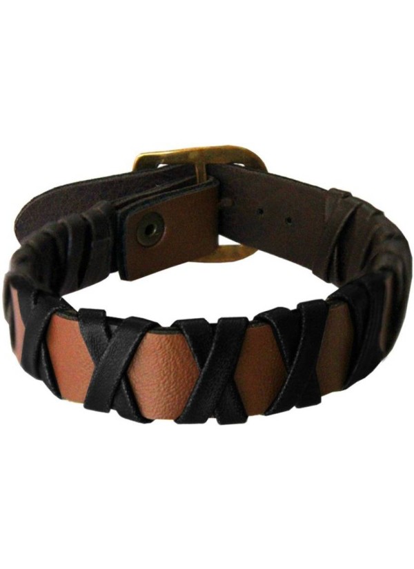 Black::Brown  Leather Fashion Bracelet 