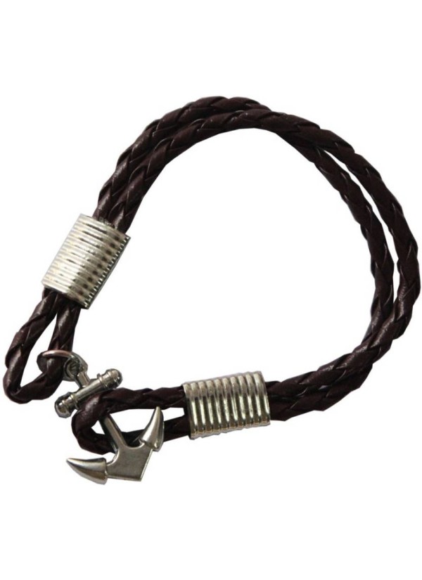 Mens Fashion Brown  Anchor Lock Wrap Fashion Bracelet 
