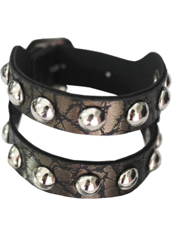 Black  leather Design Bracelet 