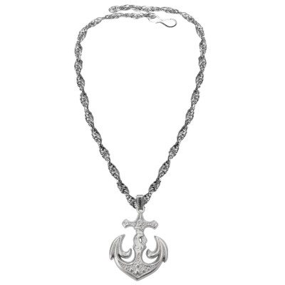 Silver  Oxidized Anchor Fashion Pendant 