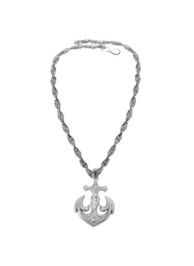 Silver  Oxidized Anchor Fashion Pendant 