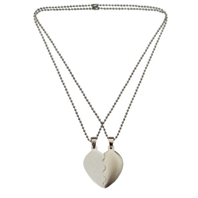 Silver Undivided Attention Sweet Broken Heart Dual Pendants Pendant