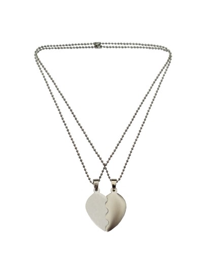 Silver Undivided Attention Sweet Broken Heart Dual Pendants Pendant