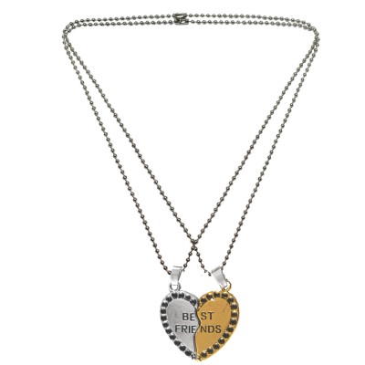 Gold::Silver " Best Friend " Fashion Broken Heart Dual Pendants