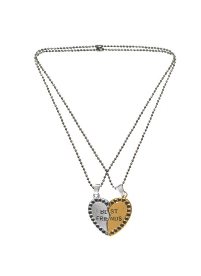 Gold::Silver " Best Friend " Fashion Broken Heart Dual Pendants