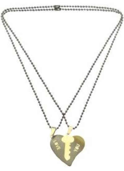 Elegant  Silver::Gold  Key & Heart Fashion Pendant