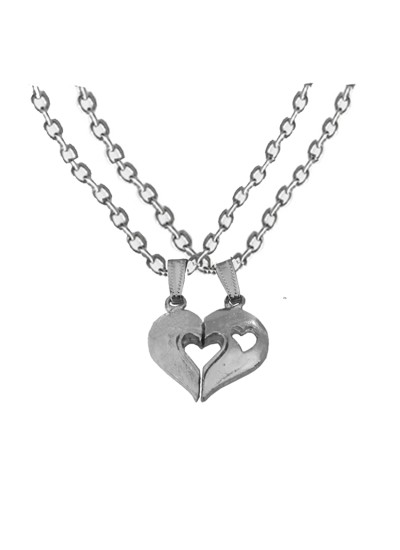 Elegant Silver Breakable Heart Fashion Broken Heart Dual Pendants